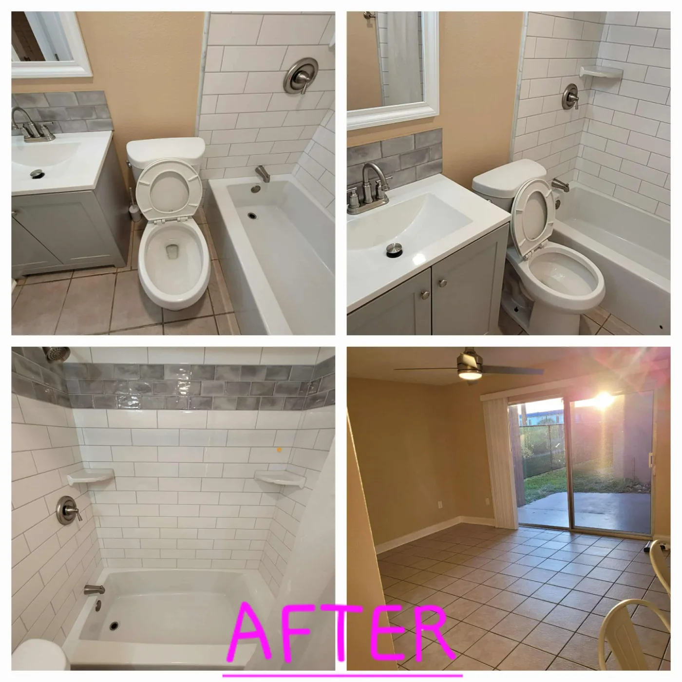 The same bathroom and tub sparkling clean after a Carly's Angel's deep clean