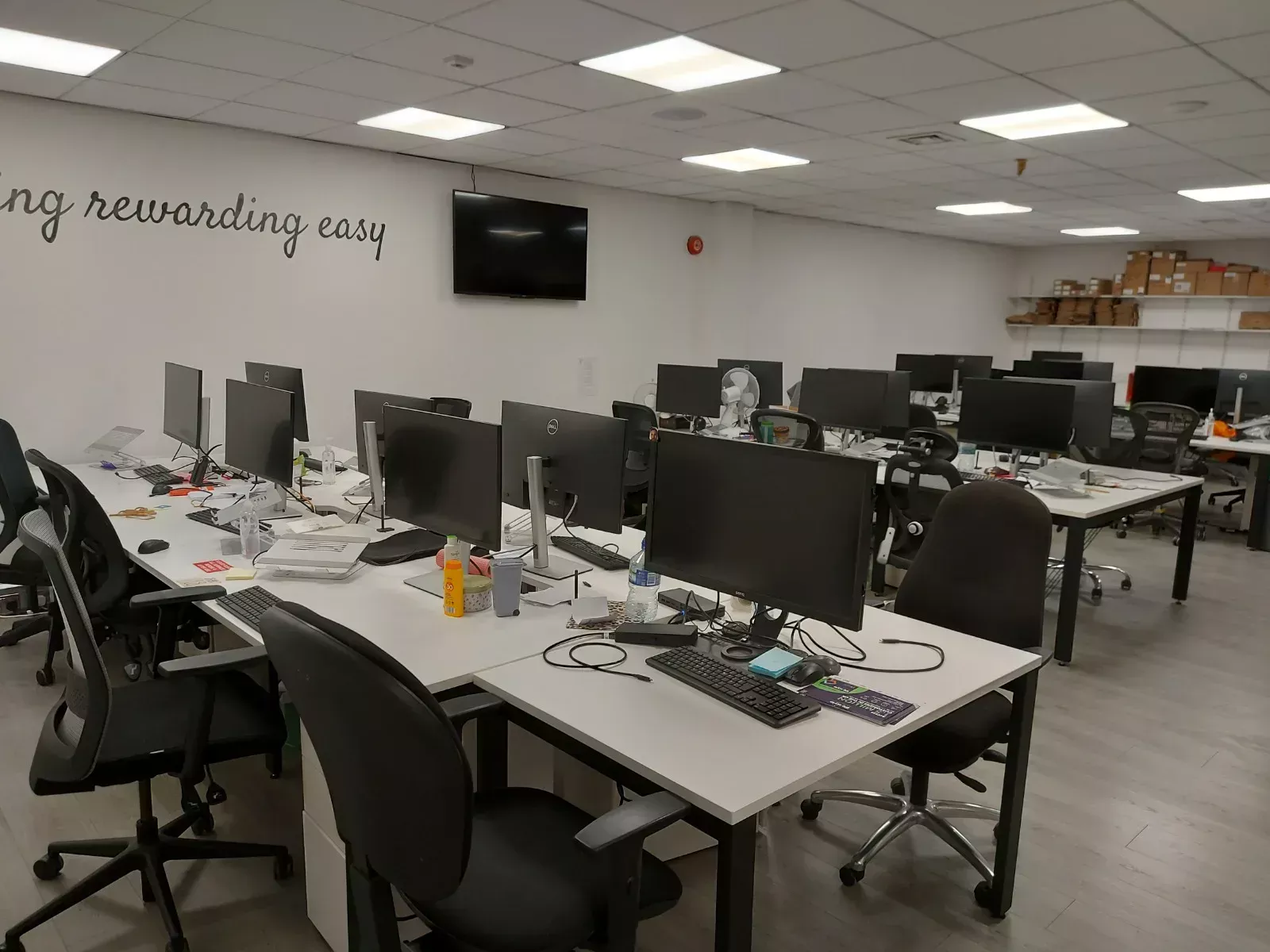 Open-plan office desks cleaned by Carly's Angel's